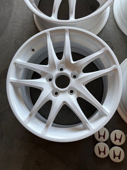 Oem Jdm Honda Integra DC5 Type R white wheels 17x7 +60 5x114.3. Newly restored!