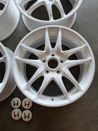 Oem Jdm Honda Integra DC5 Type R white wheels 17x7 +60 5x114.3. Newly restored!
